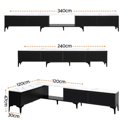 Artiss TV Cabinet Entertainment Unit Stand Extendable Black - Image 3