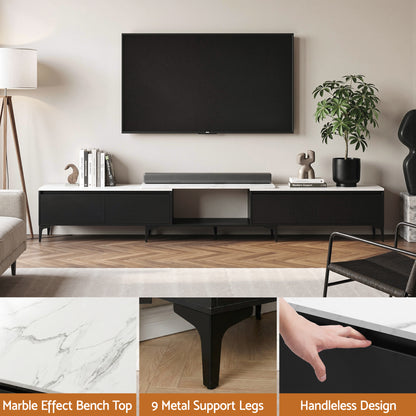 Artiss TV Cabinet Entertainment Unit Stand Extendable Black - Image 7