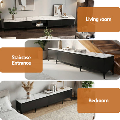 Artiss TV Cabinet Entertainment Unit Stand Extendable Black - Image 8