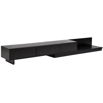Artiss Extendable TV Unit 200CM 3 Storage Drawers Dark Walnut & Black - Image 3
