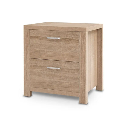 Artiss Bedside Table 2 Drawers - MAXI Pine - Image 4