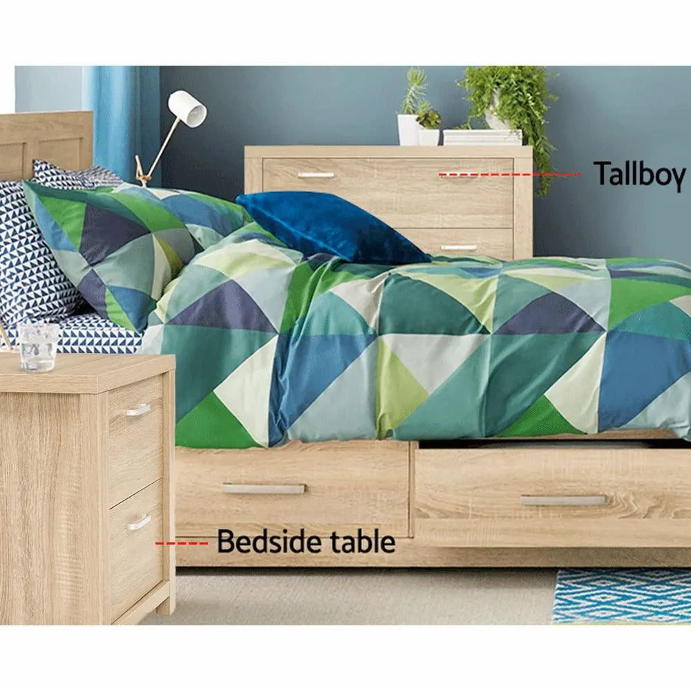 Artiss Bedside Table 2 Drawers - MAXI Pine - Image 6