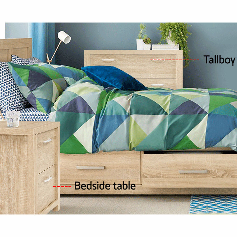 Artiss 2x Bedside Table 2 Drawers - MAXI Pine - Image 5