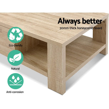 Artiss Coffee Table 1 Drawer Oak Maxi - Image 5