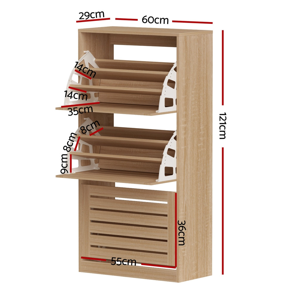Artiss Shoe Cabinet Storage Drawer 45 Pairs Pine - Image 2