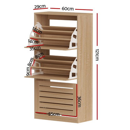 Artiss Shoe Cabinet Storage Drawer 45 Pairs Pine - Image 2