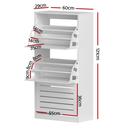 Artiss Shoe Cabinet Storage Drawer 45 Pairs White - Image 2