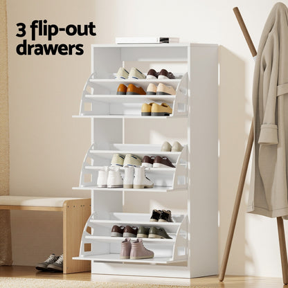 Artiss Shoe Cabinet Storage Drawer 45 Pairs White - Image 4