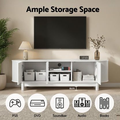 Artiss TV Unit Entertainment Unit Storage Cabinet 160cm White - Image 5