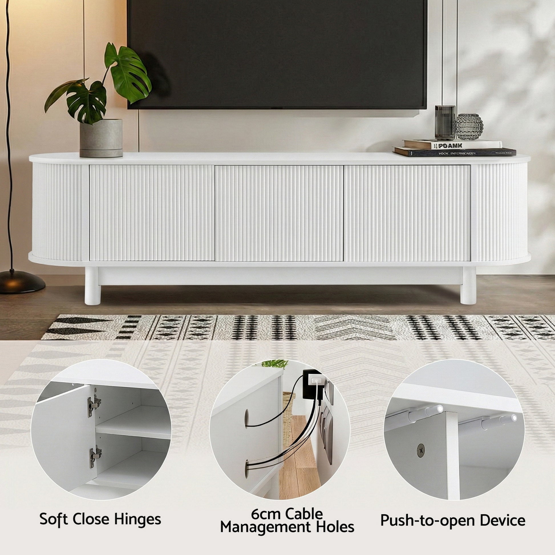 Artiss TV Unit Entertainment Unit Storage Cabinet 160cm White - Image 7