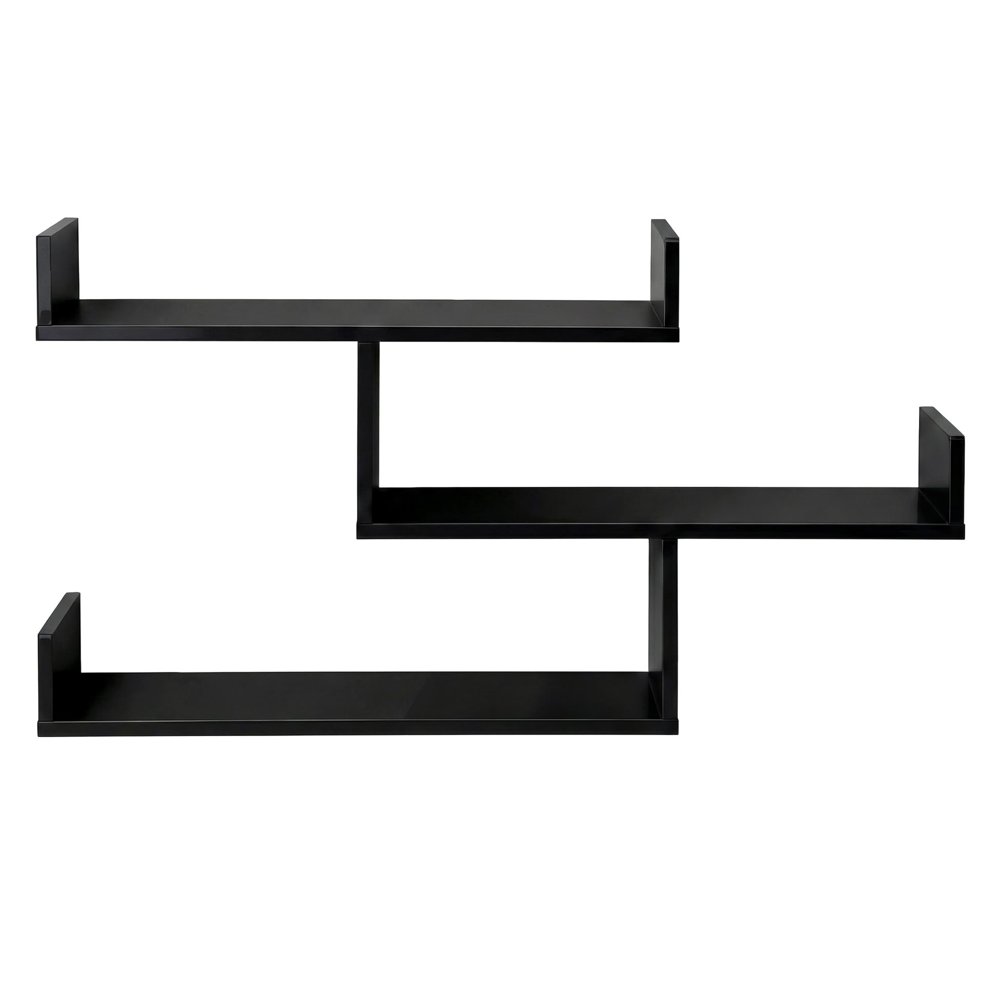 Artiss Floating Wall Shelf 3 Tier Black - Image 3