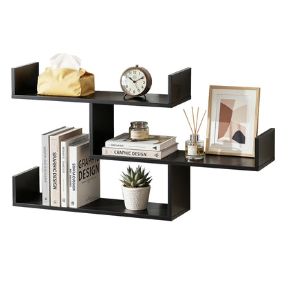 Artiss Floating Wall Shelf 3 Tier Black - Image 8