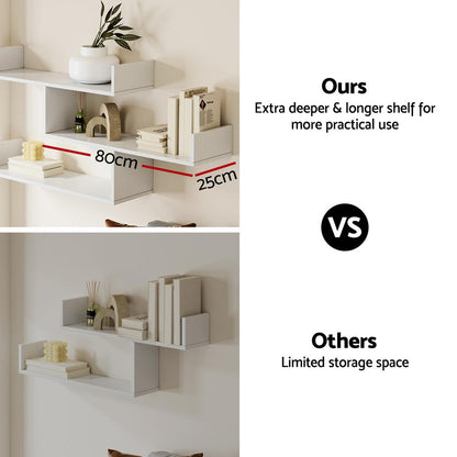 Artiss Floating Wall Shelf 3 Tier White - Image 6