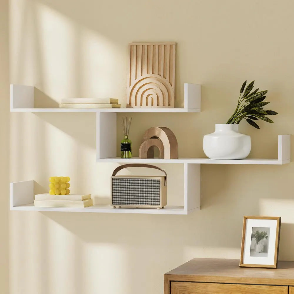 Artiss Floating Wall Shelf 3 Tier White - Image 7