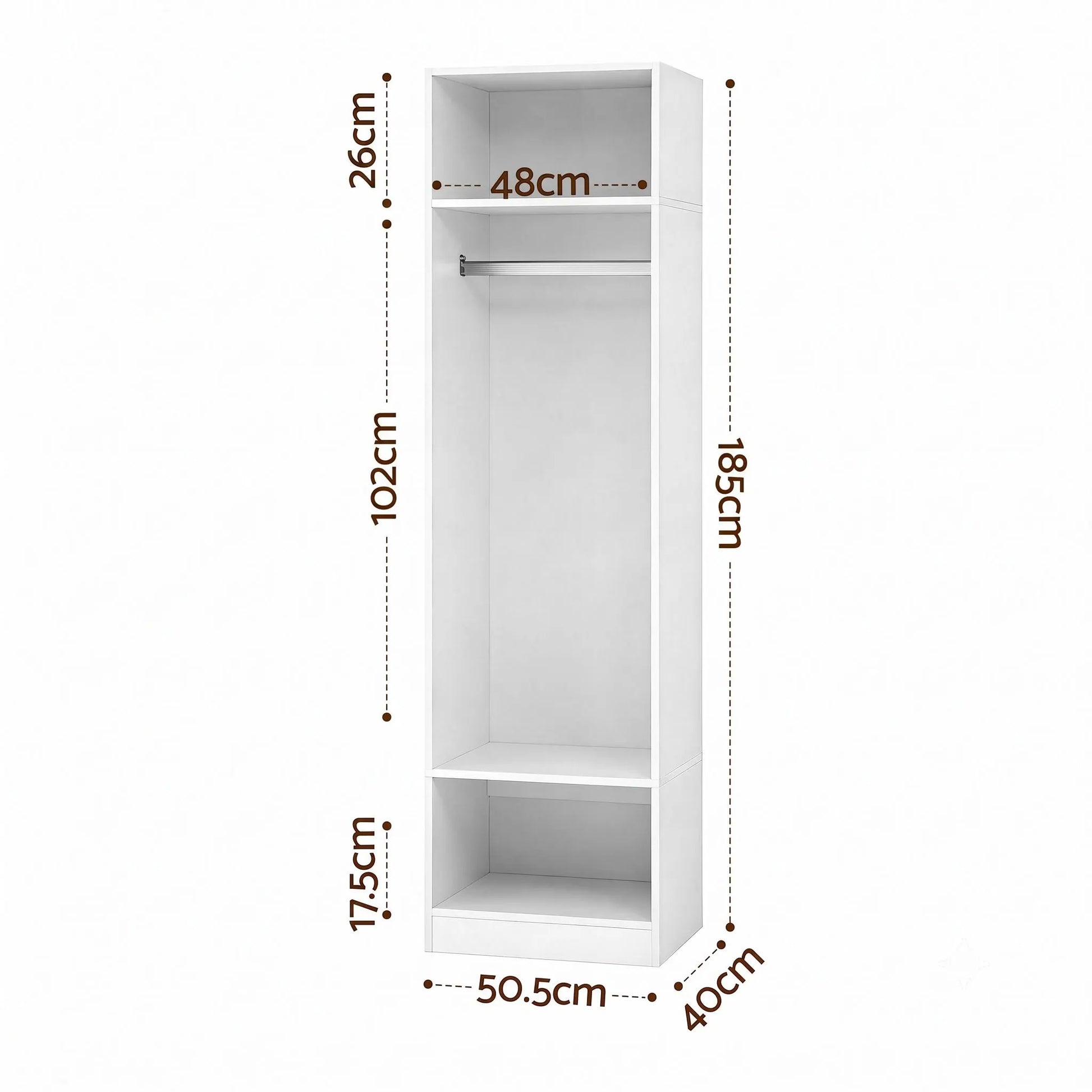 Artiss 2X Wardrobe Clothes Closet Storage Organiser Shelf White - Image 4