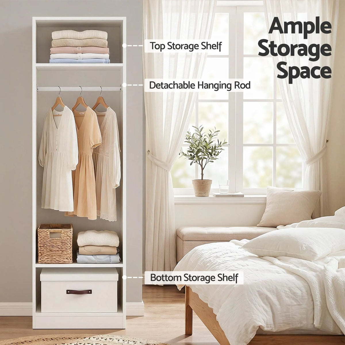 Artiss 2X Wardrobe Clothes Closet Storage Organiser Shelf White - Image 6