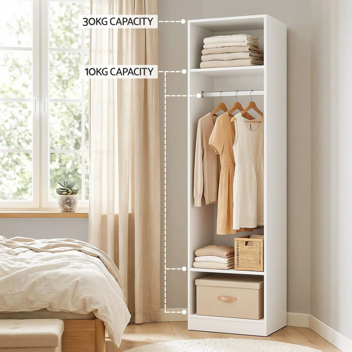 Artiss 2X Wardrobe Clothes Closet Storage Organiser Shelf White - Image 7