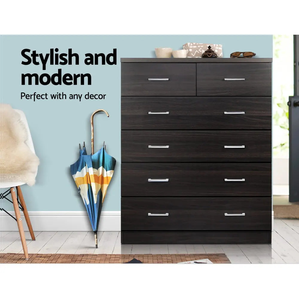 Artiss 6 Chest of Drawers - ANDES Walnut - Image 5