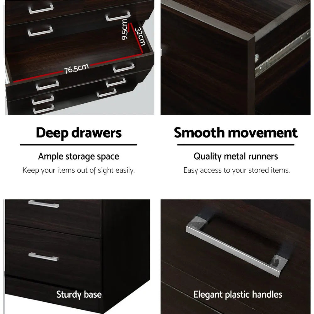 Artiss 6 Chest of Drawers - ANDES Walnut - Image 7