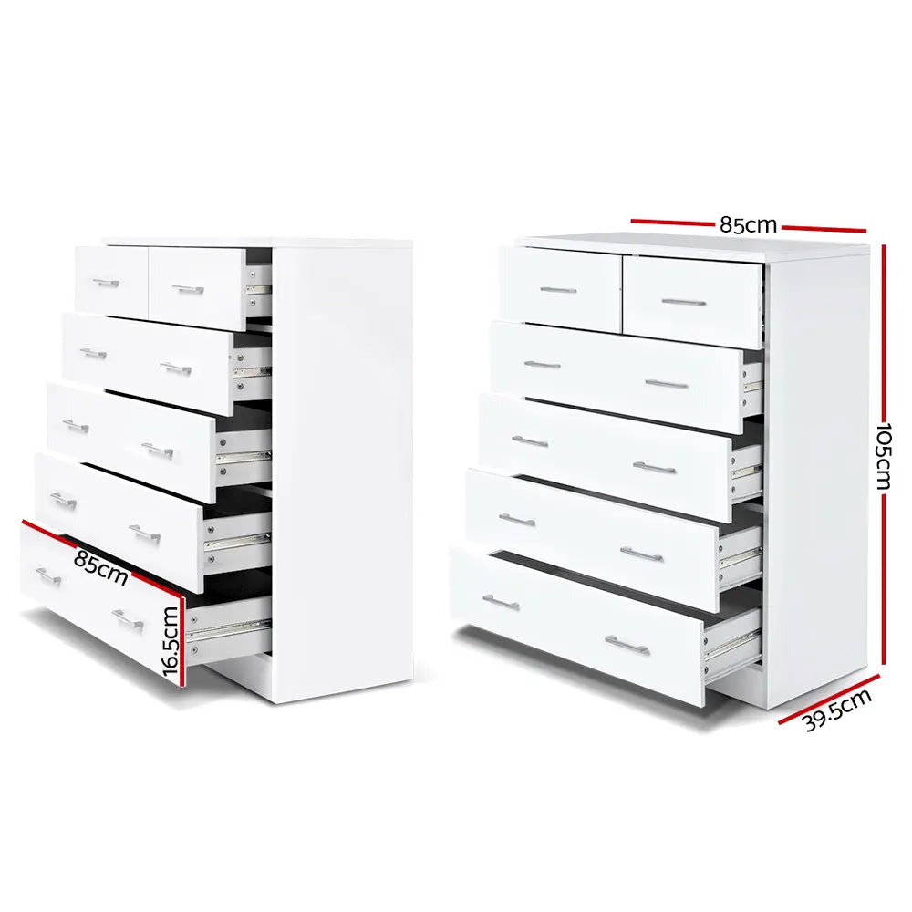 Artiss 6 Chest of Drawers - ANDES White - Image 4