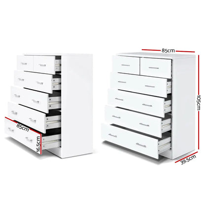 Artiss 6 Chest of Drawers - ANDES White - Image 4
