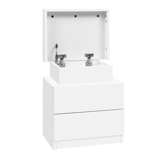 Artiss 2X Bedside Table 2 Drawers Lift-up Storage White - Image 2