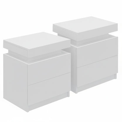 Artiss 2X Bedside Table 2 Drawers Lift-up Storage White - Image 7