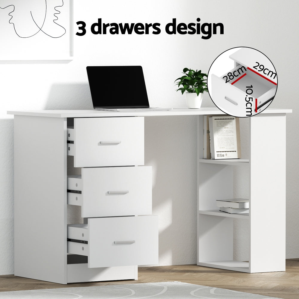 Artiss Computer Desk 120cm Executive Office Chair Set PU Leather High Back White - Image 4