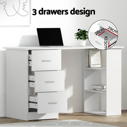 Artiss Computer Desk 120cm Executive Office Chair Set PU Leather High Back White - Image 4