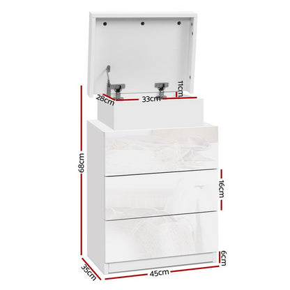 Artiss 2X Bedside Table LED 3 Drawers - COLEY White - Image 3