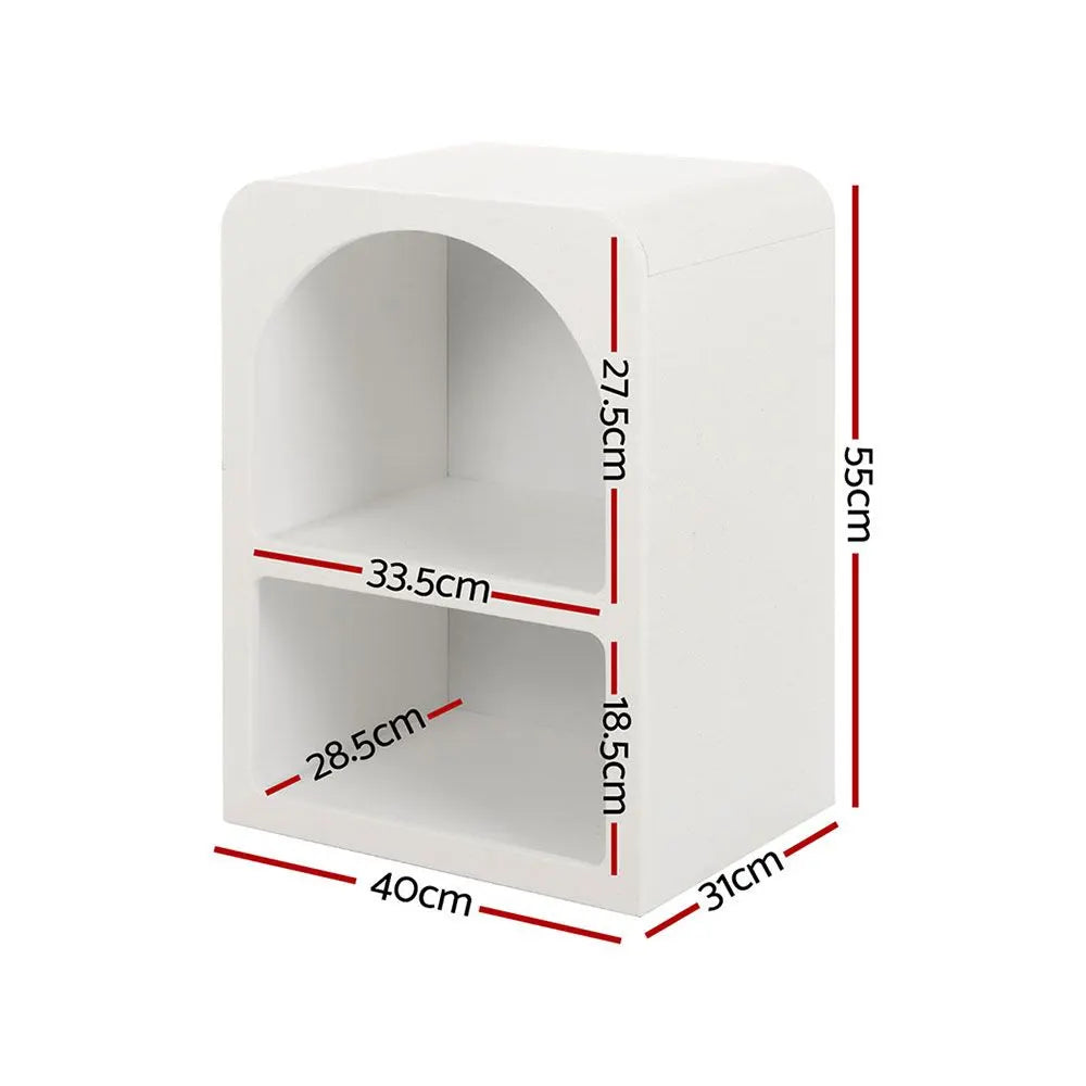 Artiss 2x Bedside Table 2 Shelves - ARCHED White - Image 3