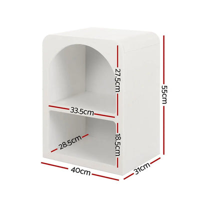 Artiss 2x Bedside Table 2 Shelves - ARCHED White - Image 3