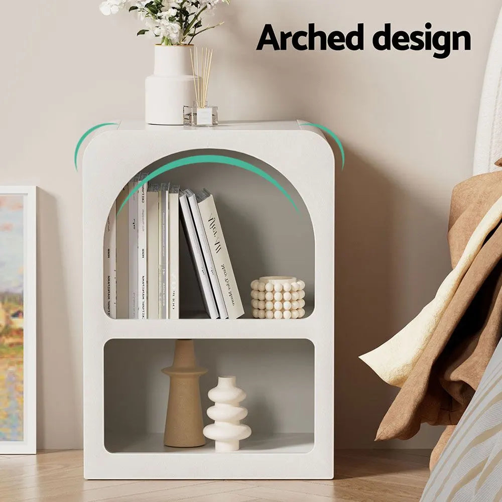 Artiss 2x Bedside Table 2 Shelves - ARCHED White - Image 5