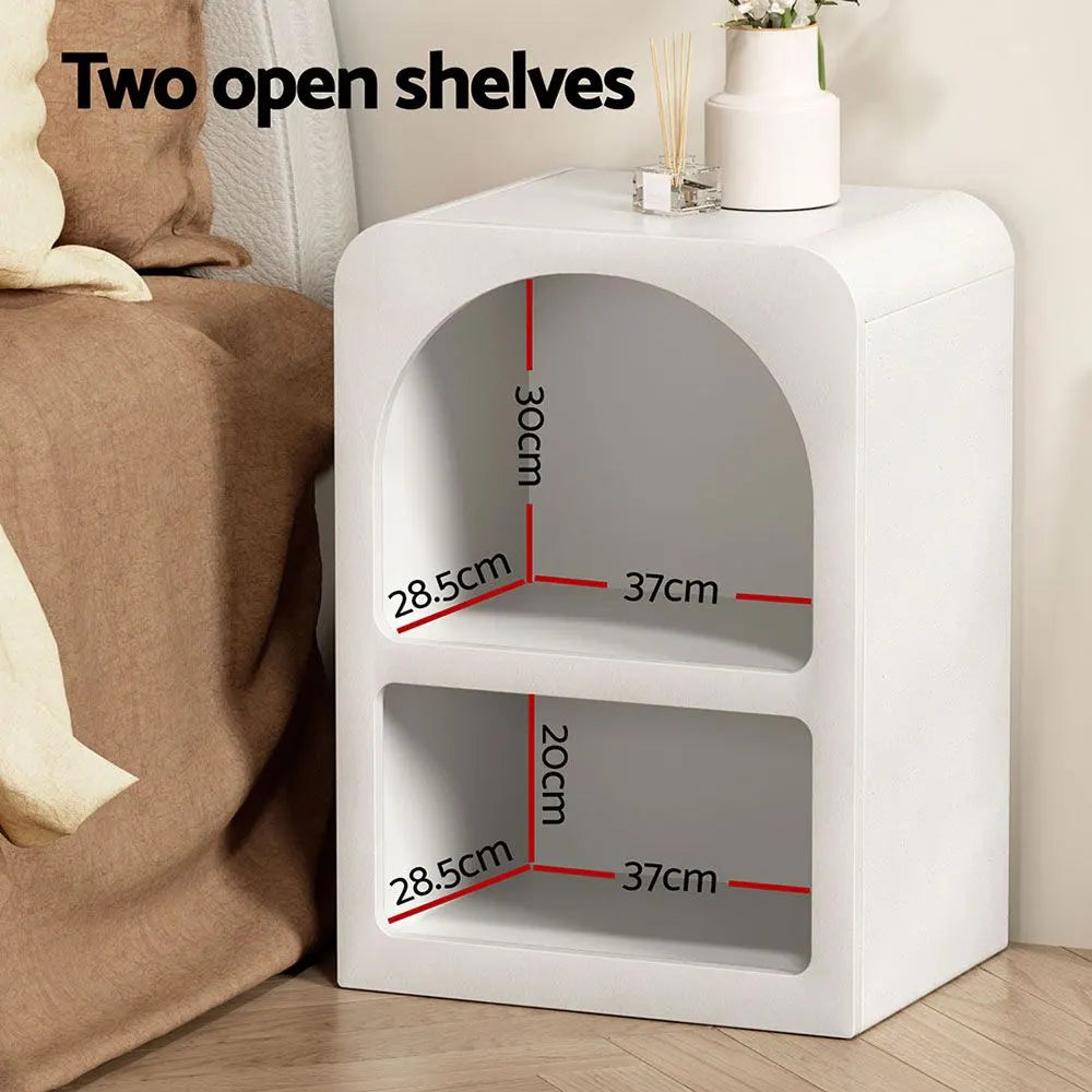 Artiss 2x Bedside Table 2 Shelves - ARCHED White - Image 7