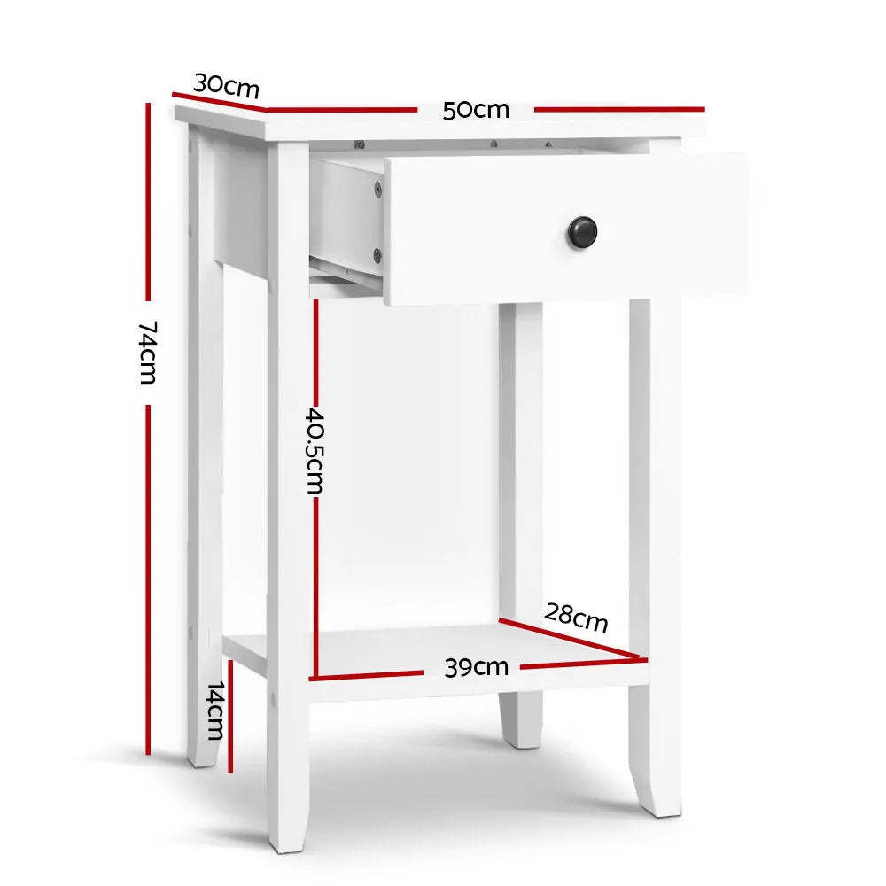 Artiss Bedside Table 1 Drawer with Shelf - BOWIE White - Image 4