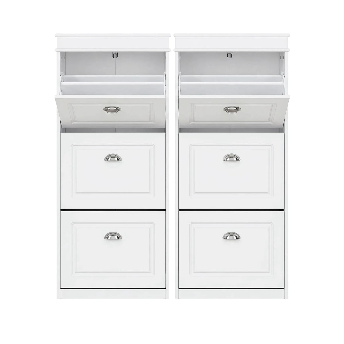 Artiss 2x Shoe Cabinet Storage Organiser 3 Flip Drawer White