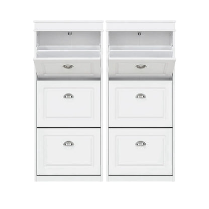Artiss 2x Shoe Cabinet Storage Organiser 3 Flip Drawer White