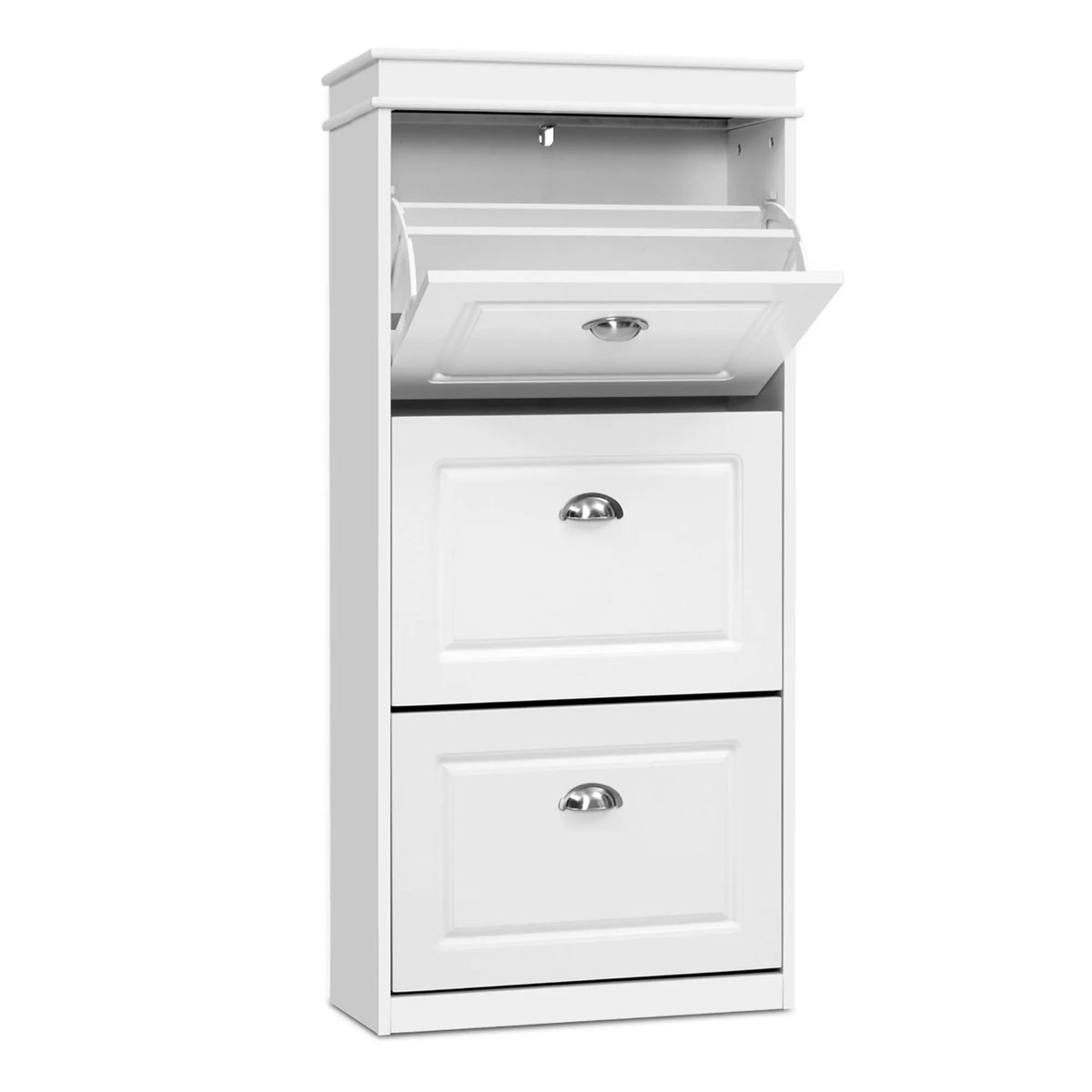 Artiss 2x Shoe Cabinet Storage Organiser 3 Flip Drawer White - Image 4