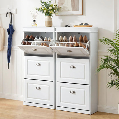 Artiss 2x Shoe Cabinet Storage Organiser 3 Flip Drawer White - Image 9