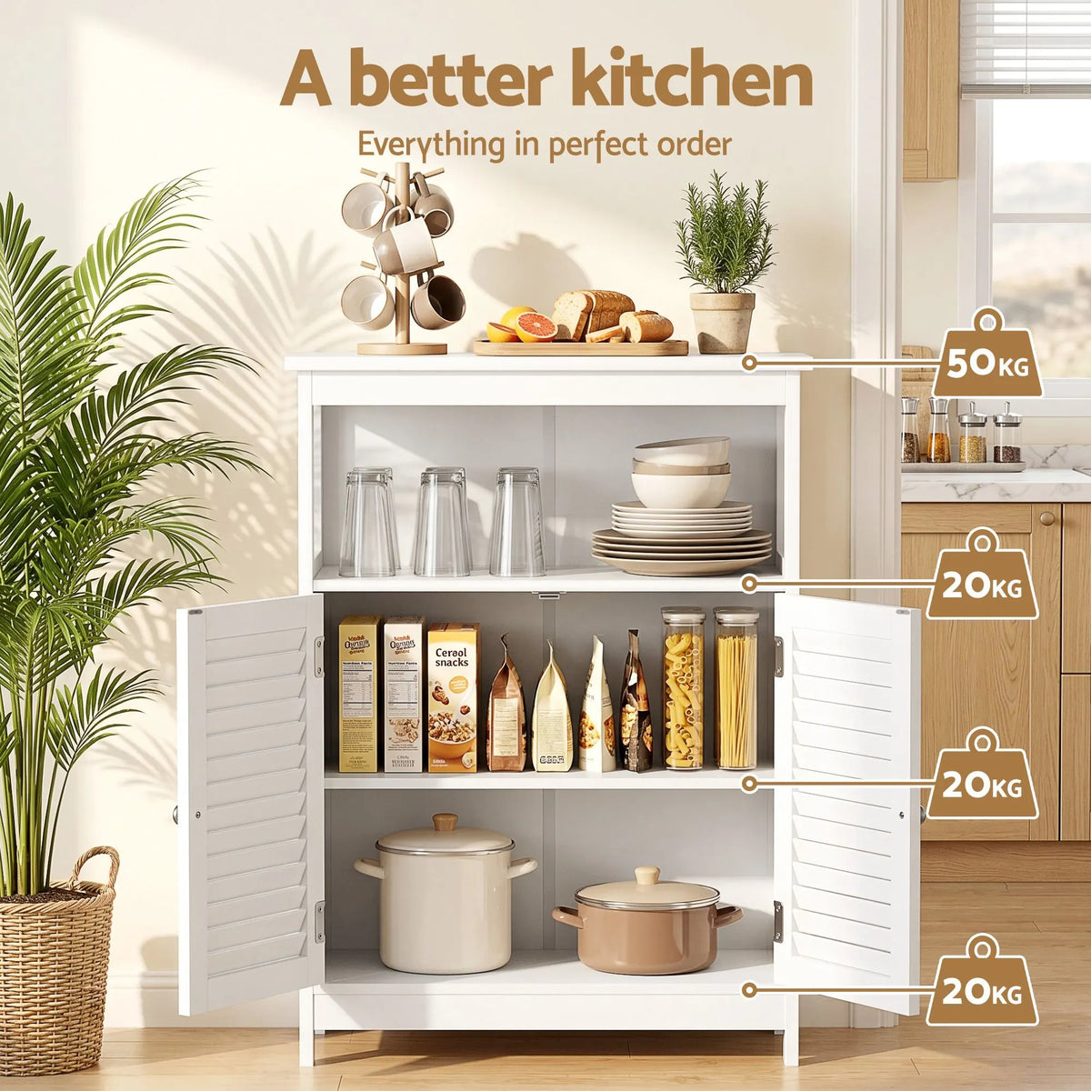Artiss 2x Buffet Sideboard Cabinet Server Cupboard Kitchen Bathroom Storage IVOR - Image 5