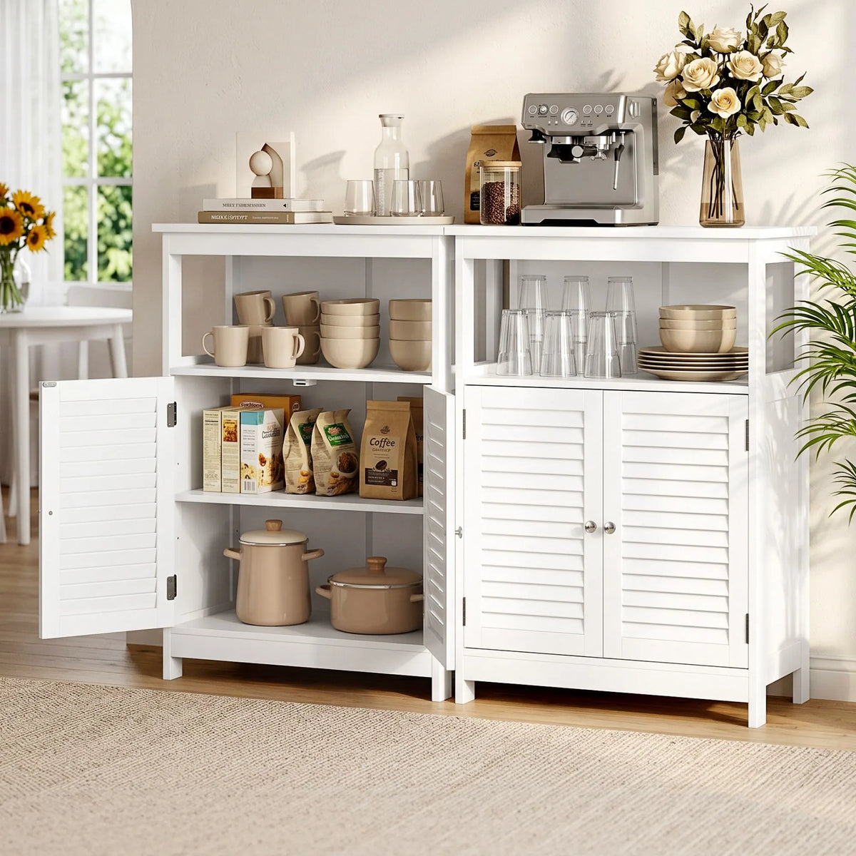 Artiss 2x Buffet Sideboard Cabinet Server Cupboard Kitchen Bathroom Storage IVOR - Image 9