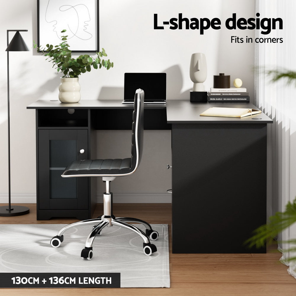Artiss Computer Desk Home Office Study Desks L-shaped Corner Table with Storage - Image 4