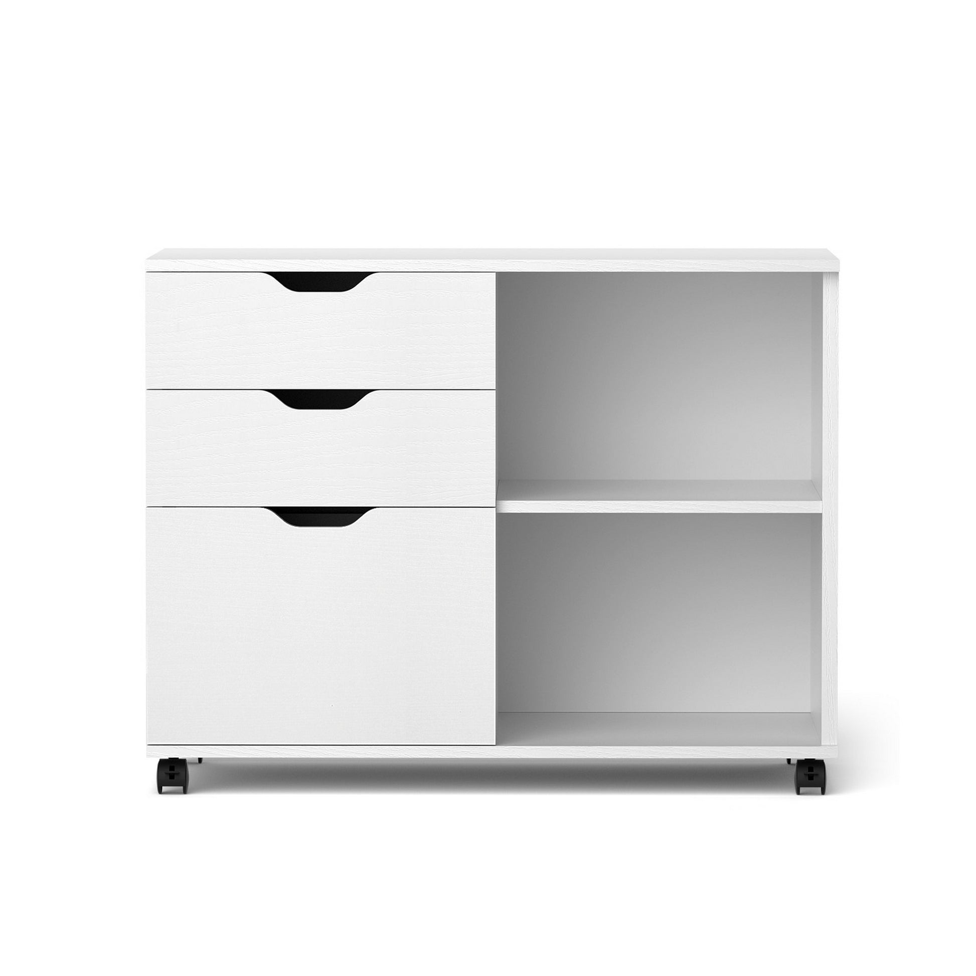 Artiss 3 Drawer Mobile Filing Cabinet Printer Stand Cabinet Home Office Storage White - Image 4