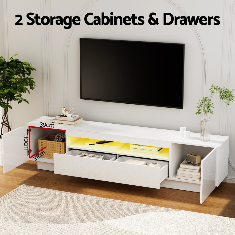 Artiss TV Unit Entertainment Unit Storage Drawer RGB LED 180cm White - Image 5