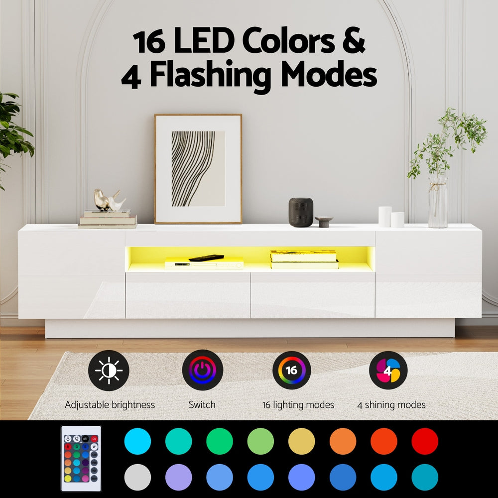 Artiss TV Unit Entertainment Unit Storage Drawer RGB LED 180cm White - Image 6