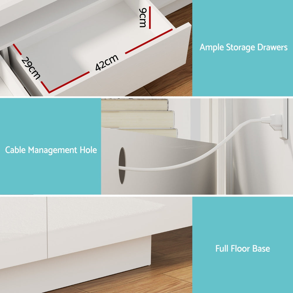 Artiss TV Unit Entertainment Unit Storage Drawer RGB LED 180cm White - Image 7