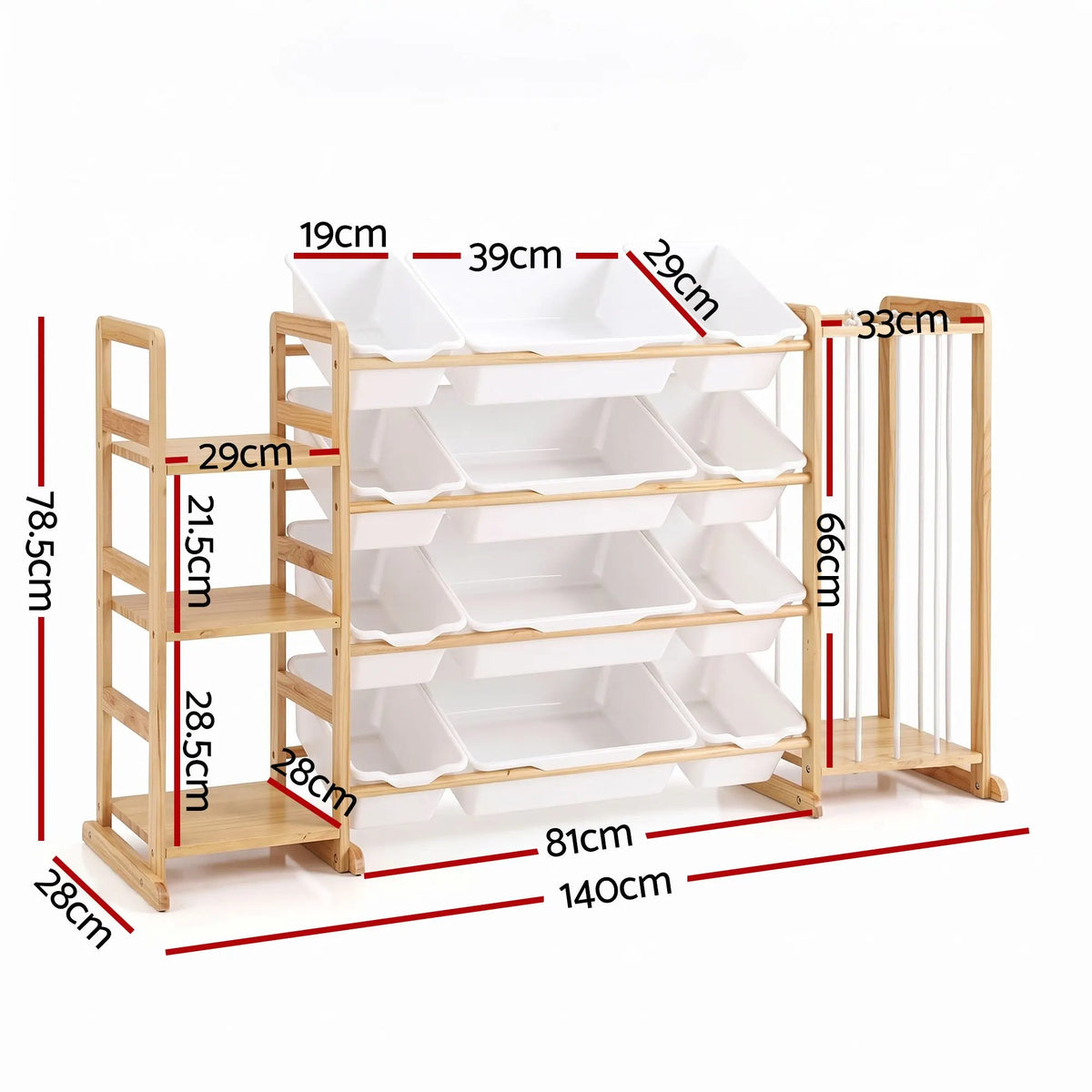 Keezi 3-in-1 Kids Toy Storage Organiser with 12 Bins, Shelves & Animal Storage - Image 3