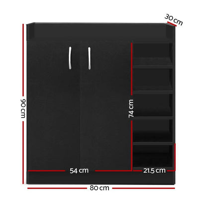 Artiss Shoe Rack Cabinet 21 Pairs Adjustable Shelves Black Clair - Image 4