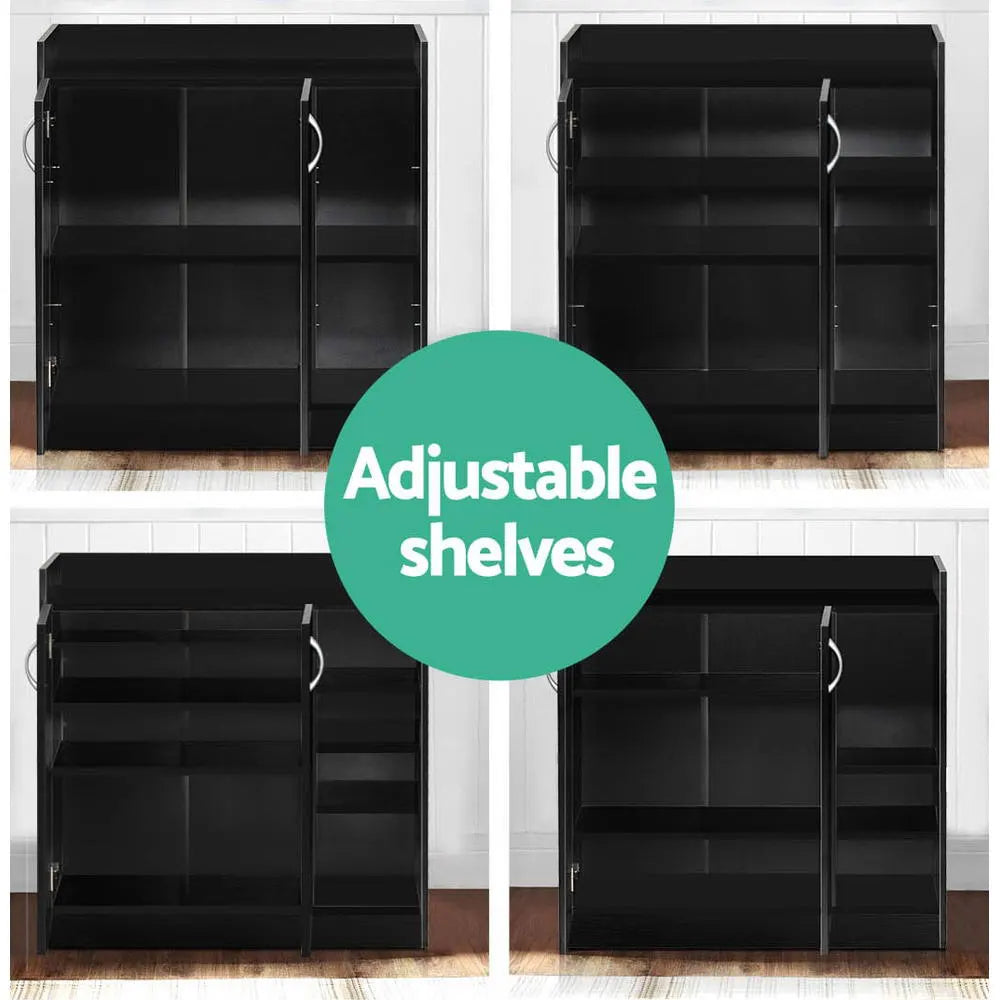 Artiss Shoe Rack Cabinet 21 Pairs Adjustable Shelves Black Clair - Image 6