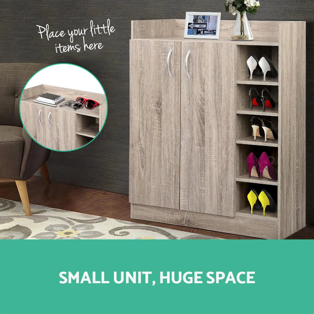 Artiss Shoe Rack Cabinet 21 Pairs Adjustable Shelves Pine Clair - Image 7